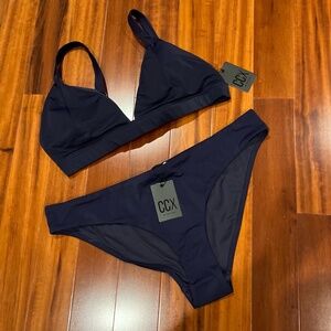 CCX Blue Bikini Set Navy Swim Pant Triangle Top Two‎ Piece New Plus Size 20 / L